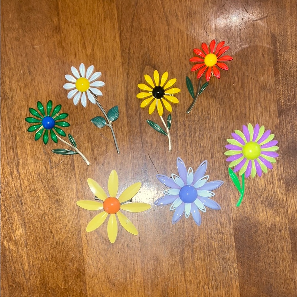 Colorful Flower Brooches Set